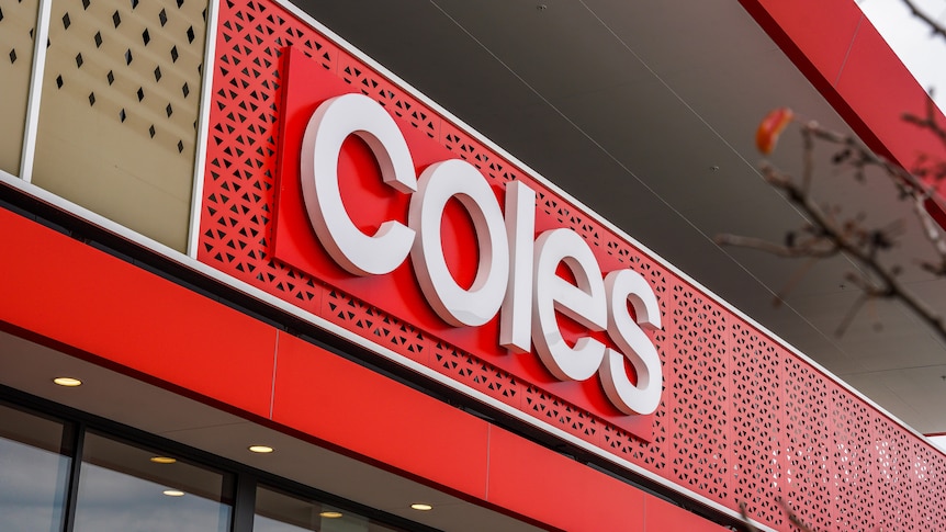 Coles supermarket sign close up