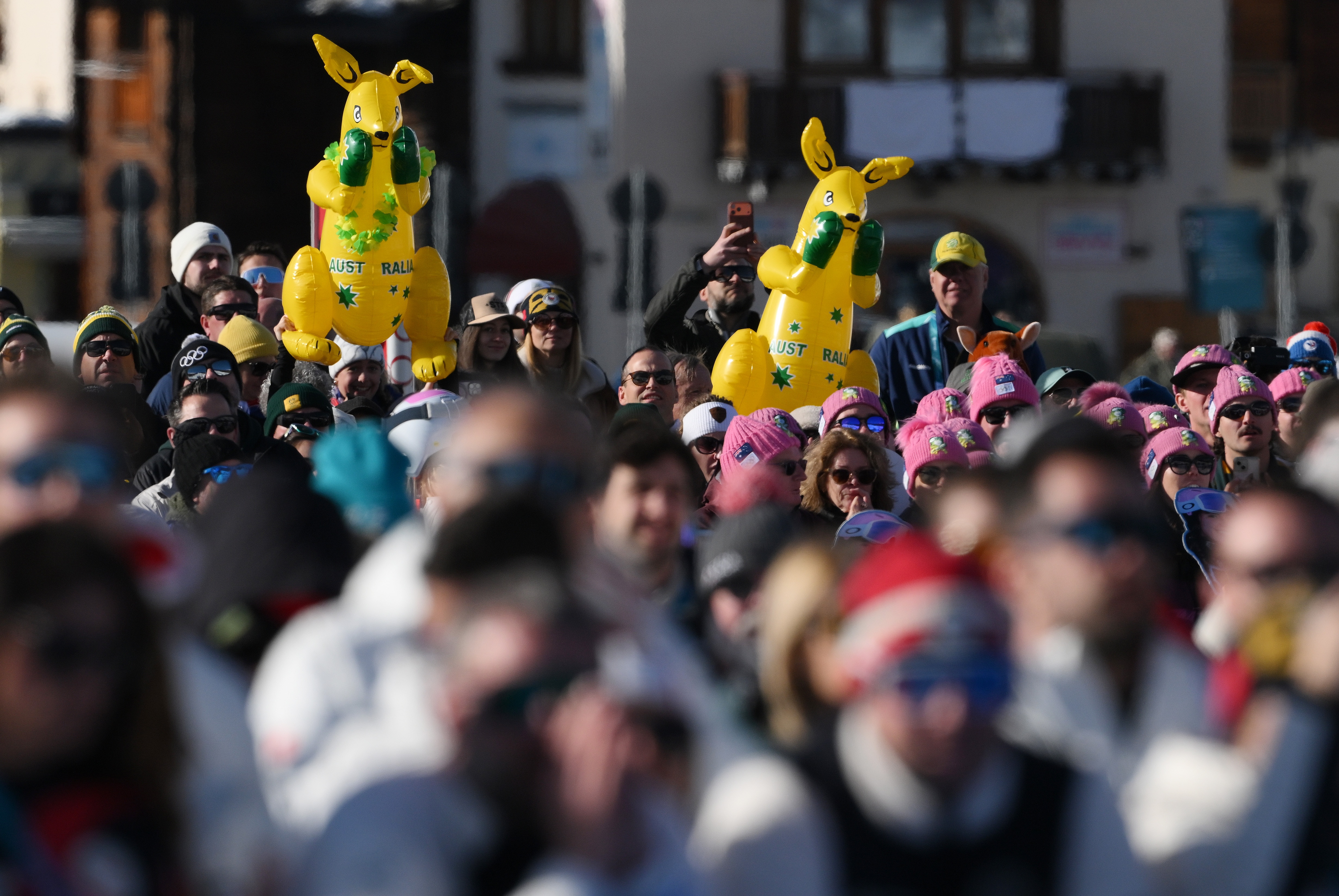 Fãs australianos com canágaros explodidos