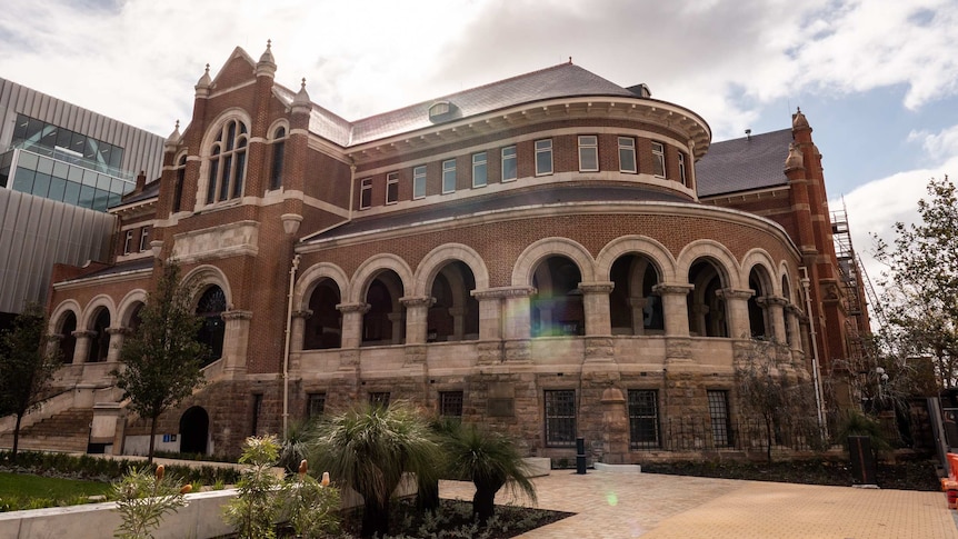 WA Museum Jubilee Building - historic Victorian building with curved front and sandstone terrace