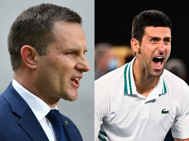 Politican in a suit and a tennis player.