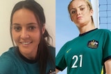 Two female soccer players wearing green jersey