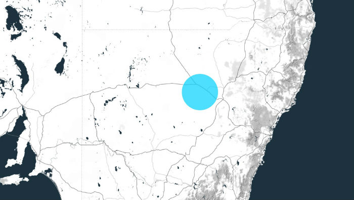 If all this season's bushfires were in one place this blue dot shows how much land they would have burnt.