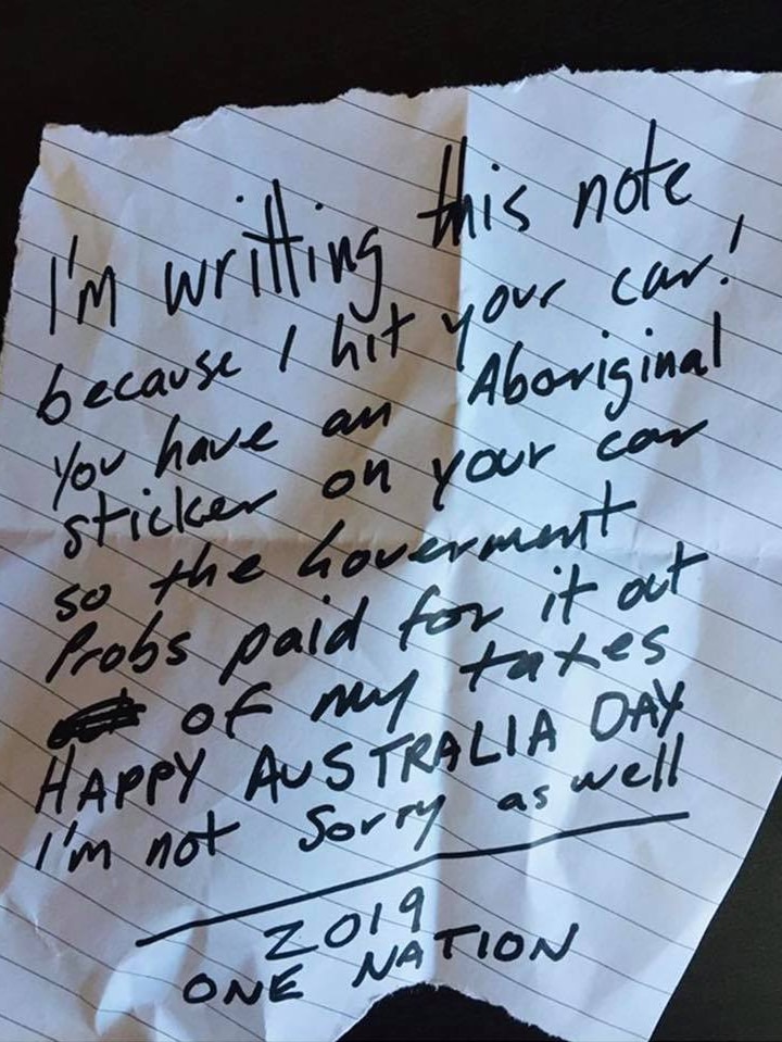 Note left on car windscreen at Chermside