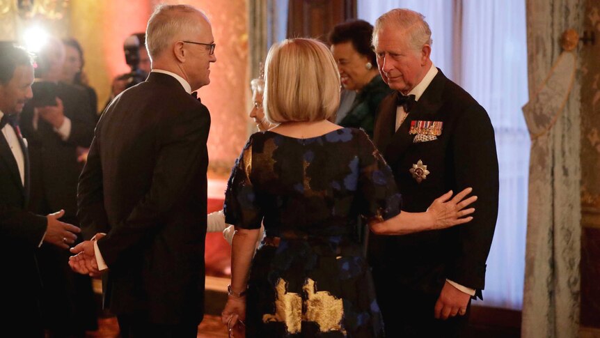 Malcolm and Lucy Turnbull talk to Prince Charles.