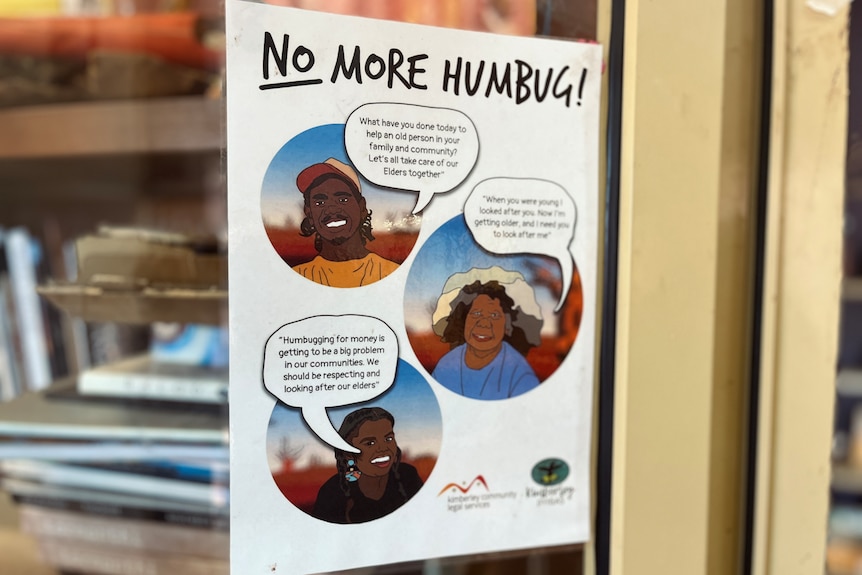 A poster stuck on a door saying ''No More Humbug'.