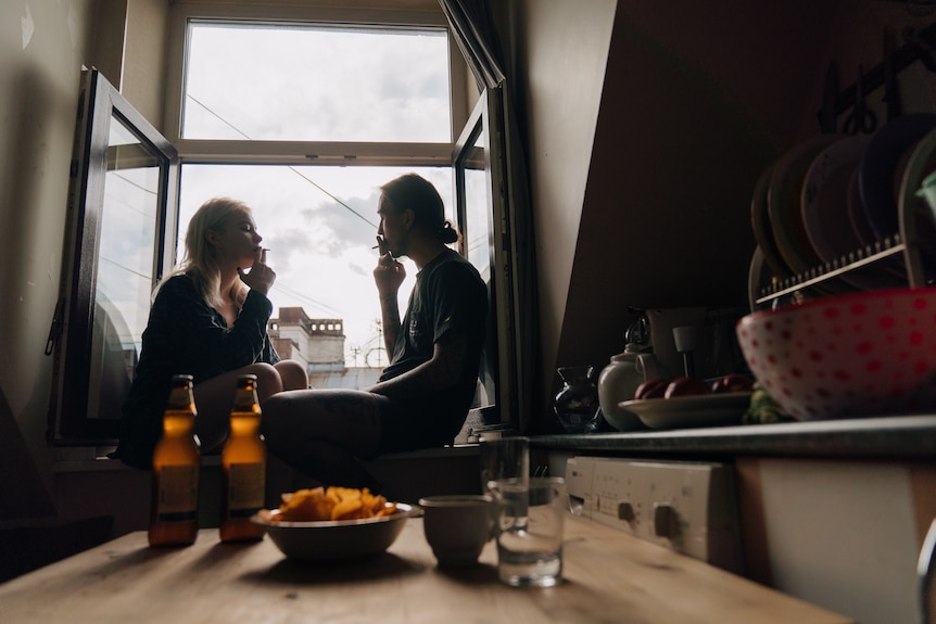 Couple smoking