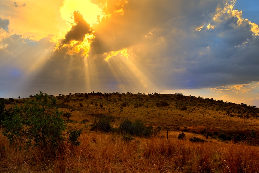 Sunsets over the Cradle of Humankind World Heritage Site in South Africa