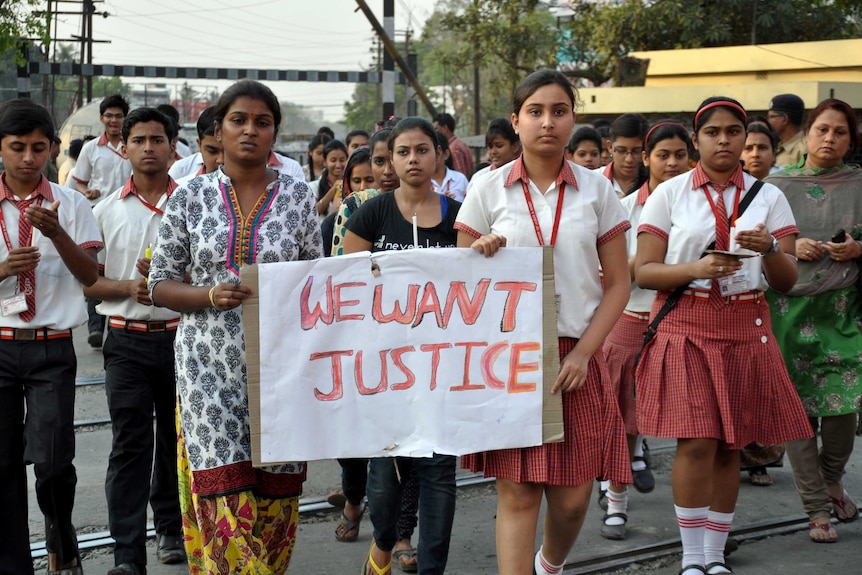 Convent students protest against gang-rape of nun