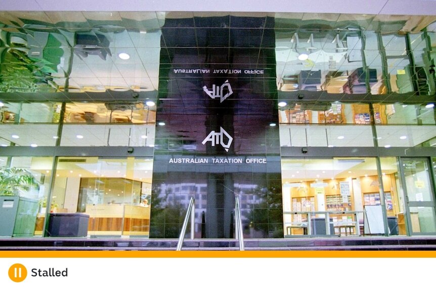 The exterior of a building with the logo of the ATO on it