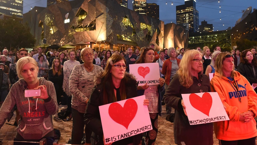 Vigil at Federation Square in Melbourne