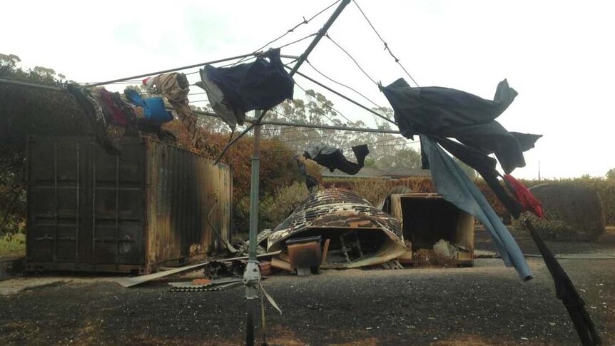 Bushfire-hit backyard in Boomer Bay