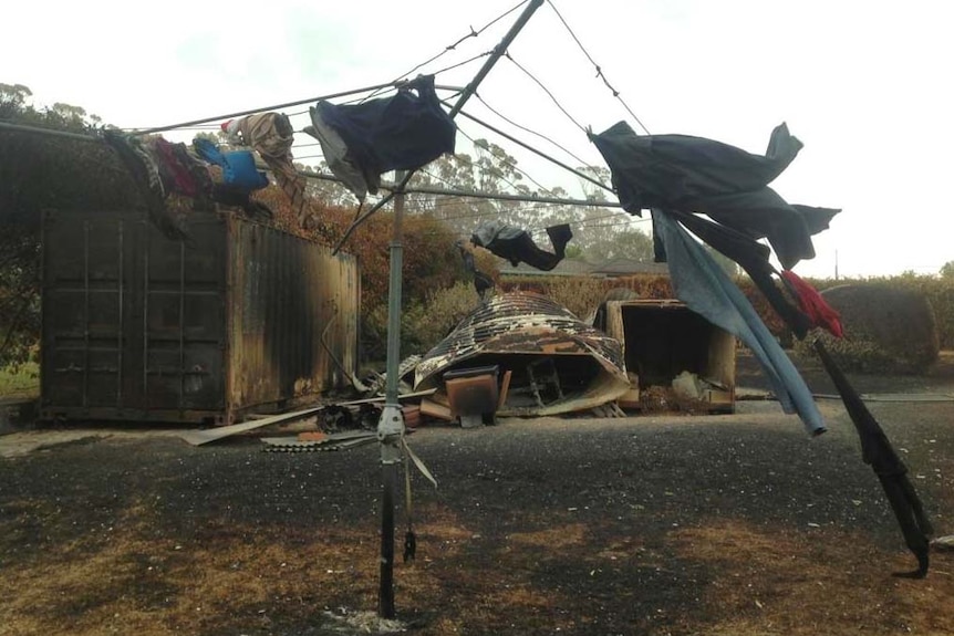 Bushfire-hit backyard in Boomer Bay