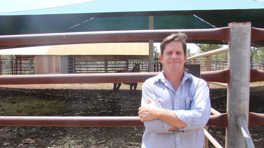 Tim Biggs standing in front of a horse in yards
