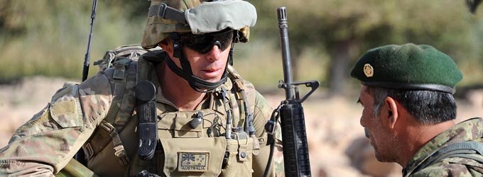 Australian soldier with Afghan National Army soldier
