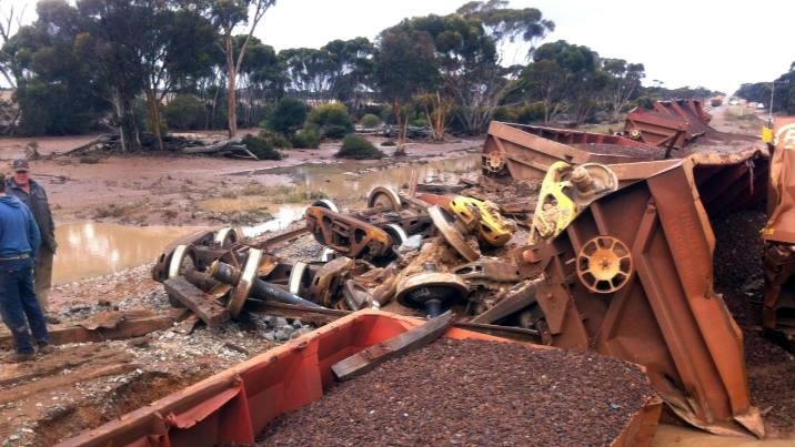 Derailed train near Salmon Gums