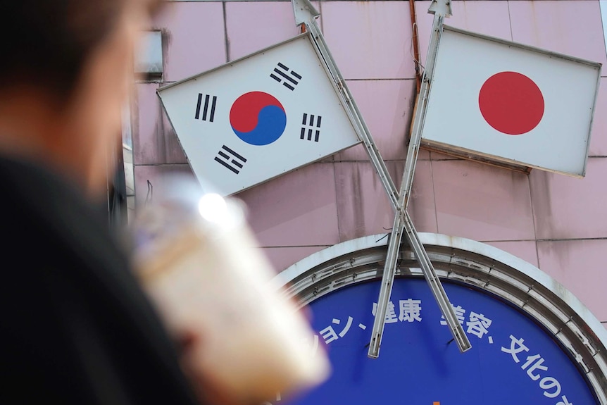 South Korea and Japan flags