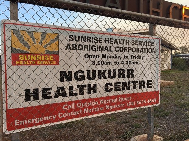 A sign out the front of the Ngukurr Health Centre