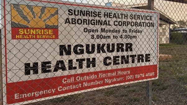 A sign out the front of the Ngukurr Health Centre