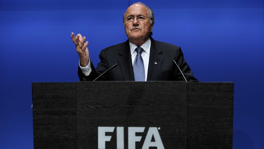 FIFA President Sepp Blatter speaking at a press conference on May 30, 2011, at the FIFA headquarters in Zurich