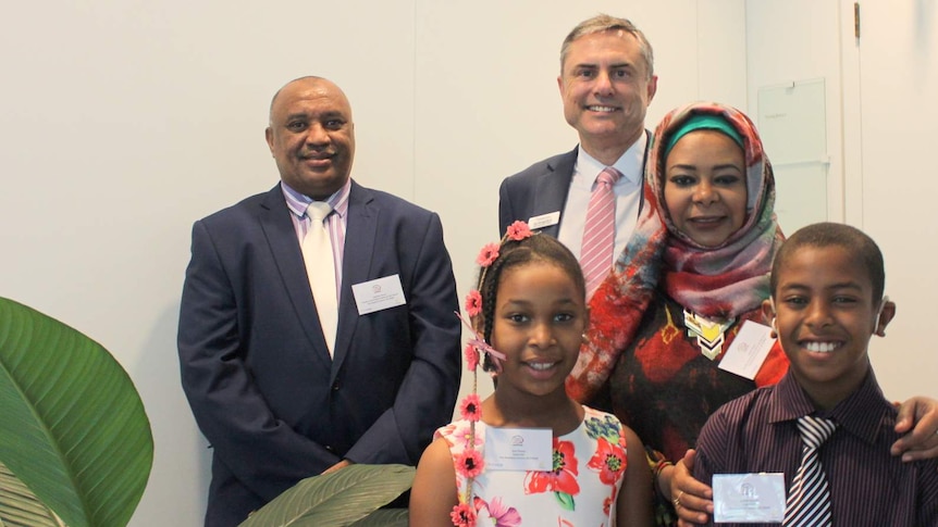 The Nasser family at Parliament House with Shepherd Centre CEO Jim Hungerford