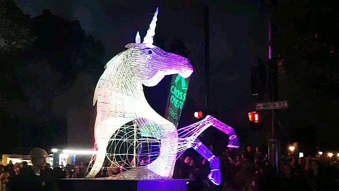 A unicorn float at an Adelaide parade