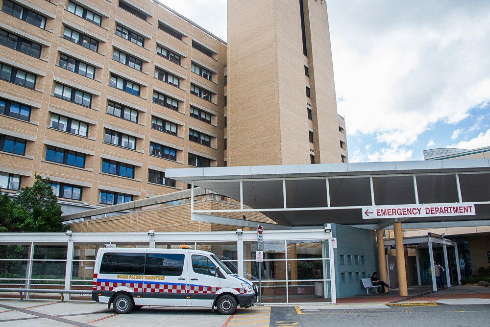 Ambulance outside Canberra Hospital emergency department