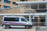 An ambulance outside Canberra Hospital emergency department.