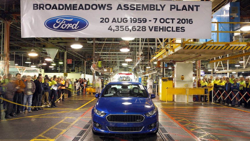 End of an era: The final car rolls off Ford's Broadmeadows assembly line.