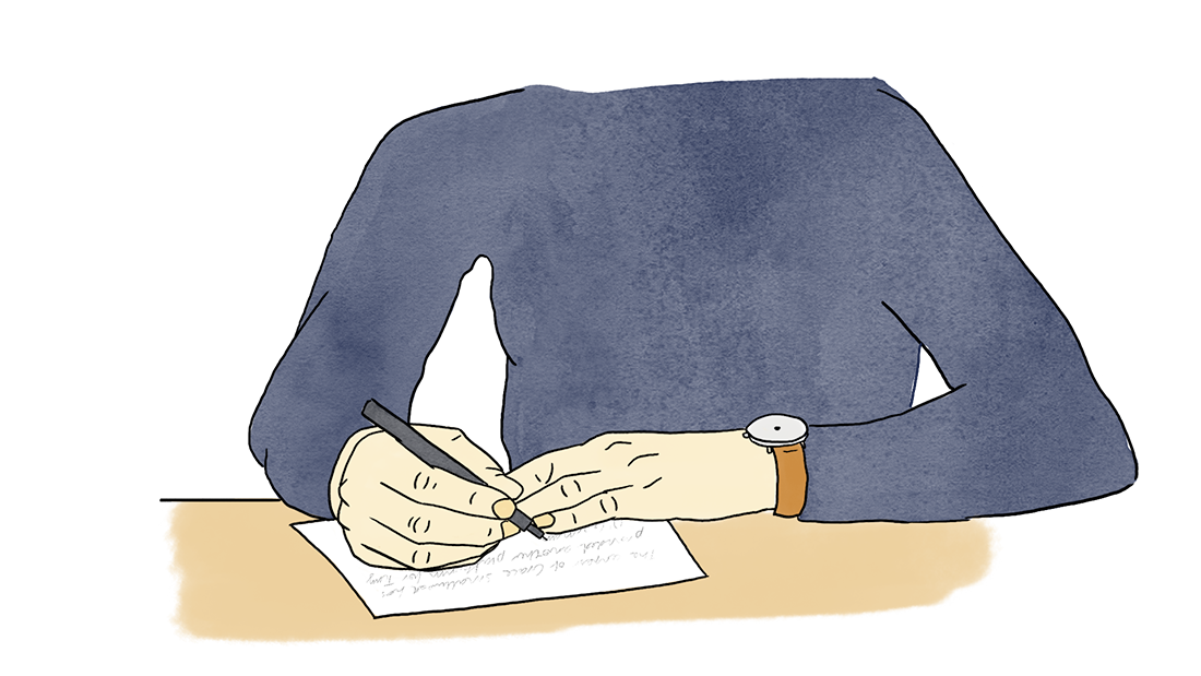 Illustration of person writing letter