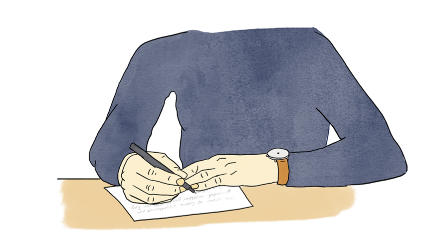 Illustration of person writing letter