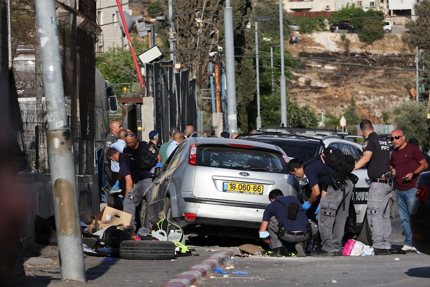 Car crashed into the entrance of the Sheikh Jarrah neighbourhood 