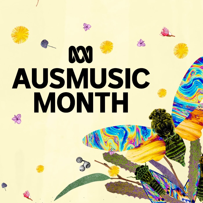 Ausmusic Month logo with flowers and butterflies