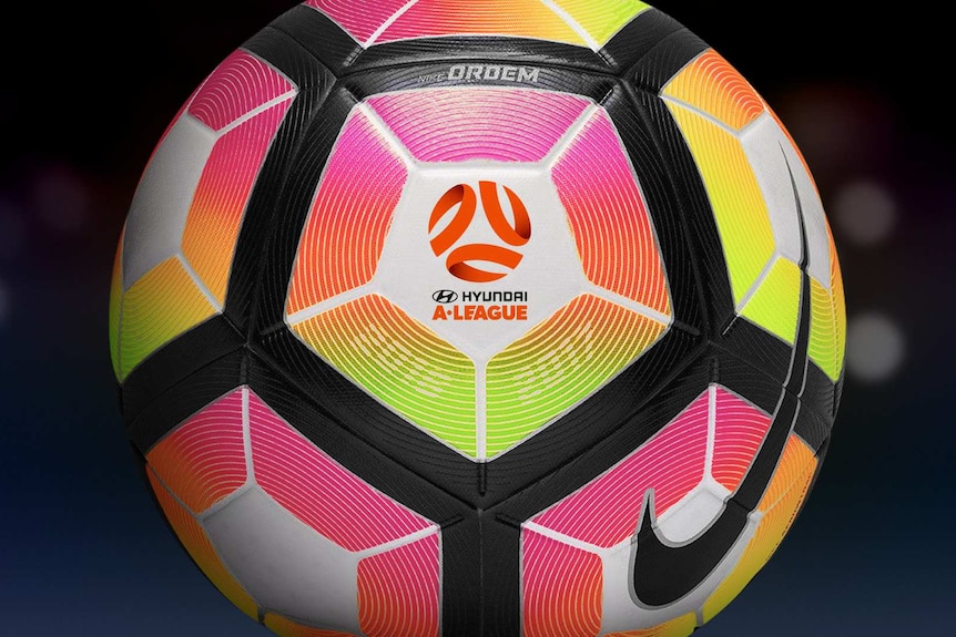 Supplied image on January 25, 2017, of a soccer ball featuring the new logo of the A-League.