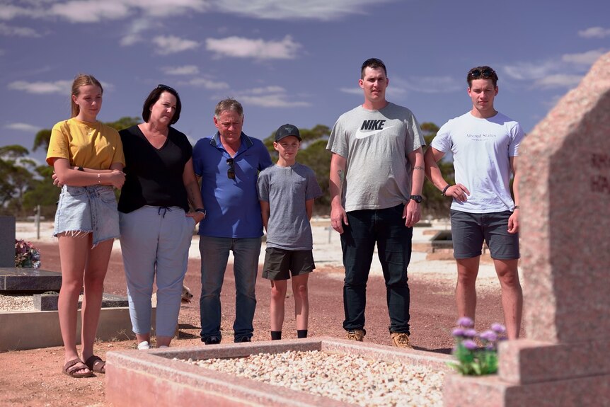 The Habermann family at Rhys's grave.