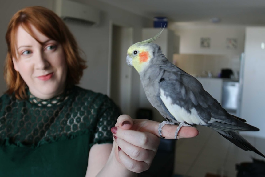 A woman holding a small bird on her hand