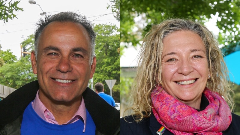 A composite image of John Pesutto and Melissa Lowe