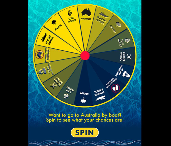 A screen shot a computer game shows a wheel with 16 wedges, one of which is Australia. 
