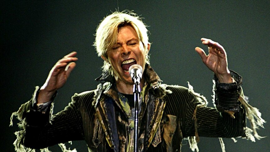 David Bowie performs on stage