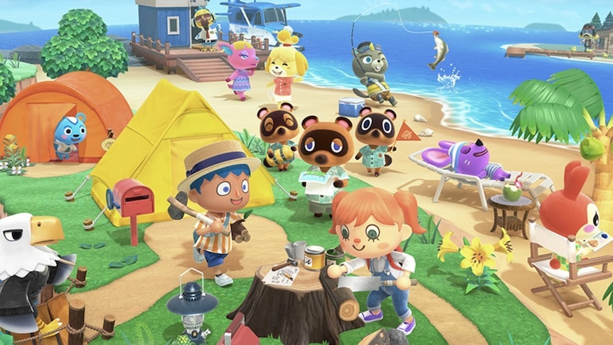 A render artwork for 2020 videogame Animal Crossing: New Horizons