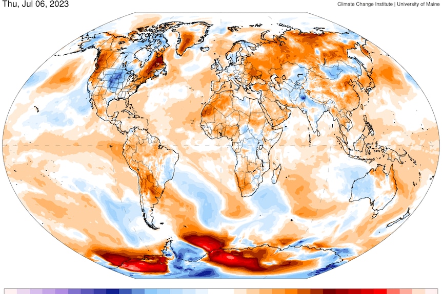 Heat map of sea surface temperatures
