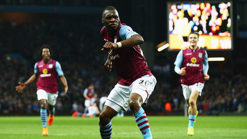 Benteke celebrates a goal for Aston Villa