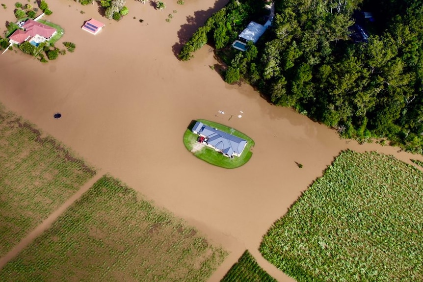 A house, near flooding