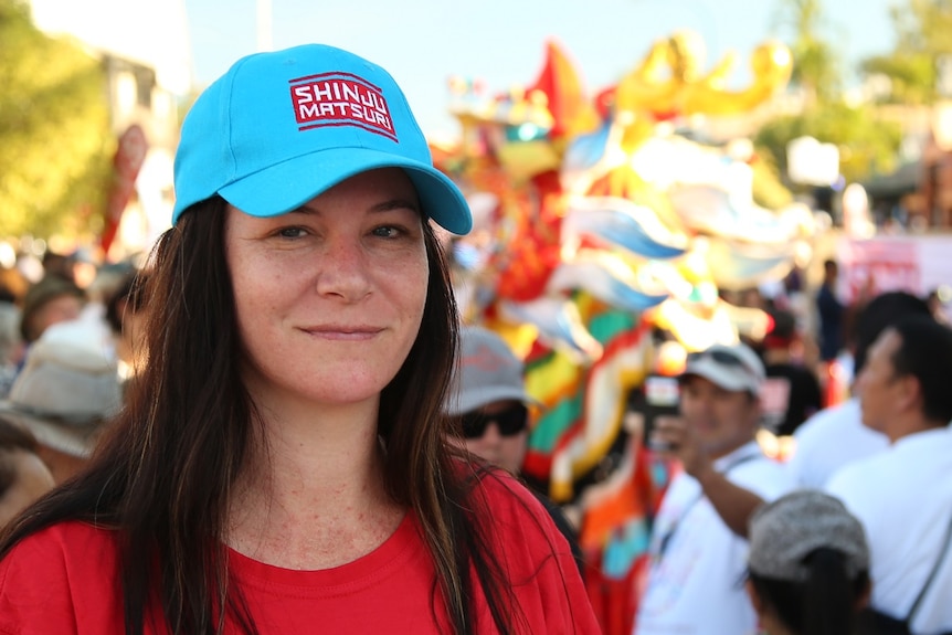 Haley Allan at the annual Shinju Matsuri street parade.