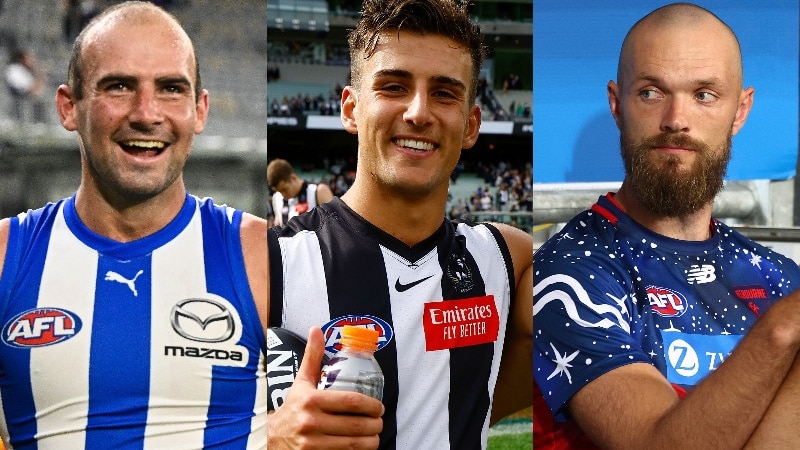 A composite image of Ben Cunnington, Nick Daicos and Max Gawn