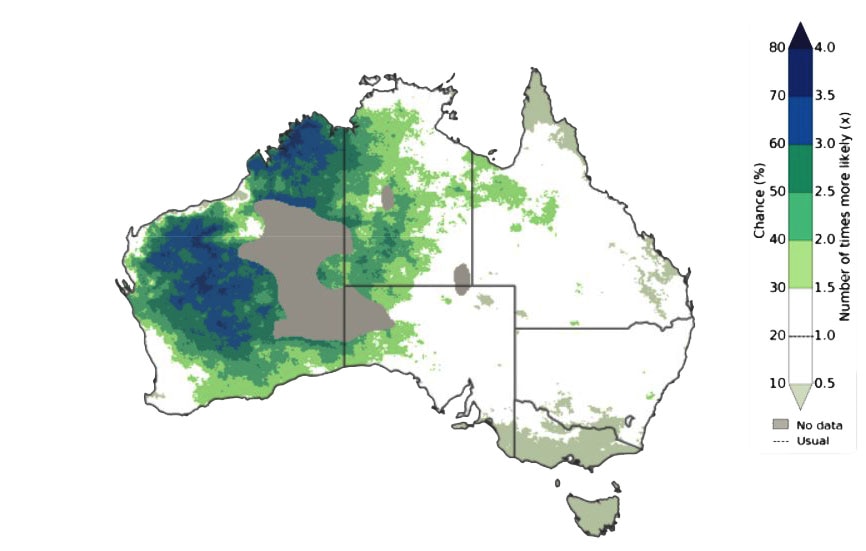 A rainfall map of Australia