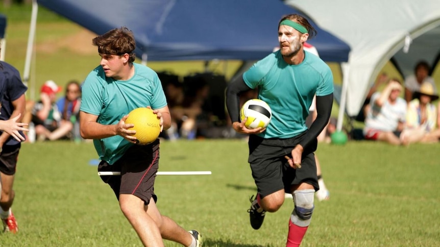 New South Wales quidditch players  Oscar Cozens and James Mortensen