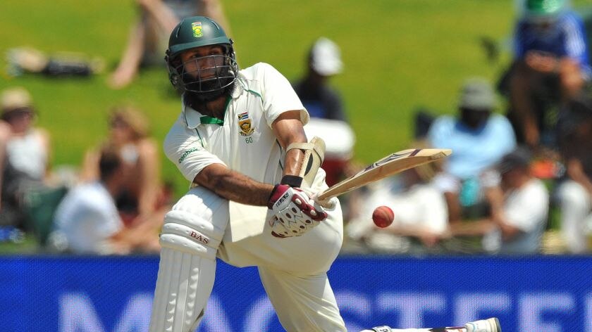 Hashim Amla scored exactly 100 as South Africa made 7 for 301 (declared).