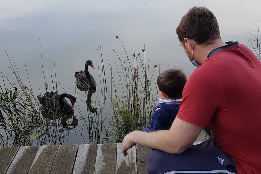 Jonathan and Benny at the lake