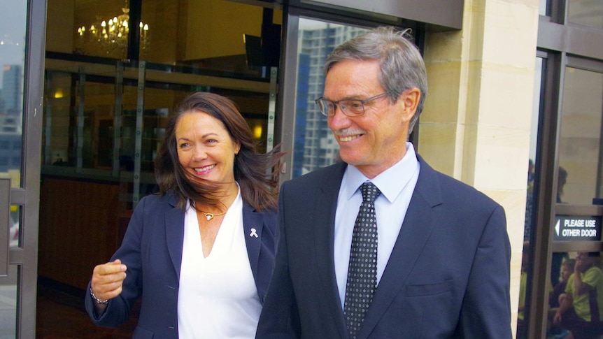 Mike Nahan and Liza Harvey walk out of the Liberal partyroom meeting.
