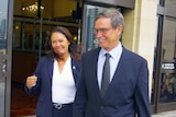 Mike Nahan and Liza Harvey walk out of the Liberal partyroom meeting.